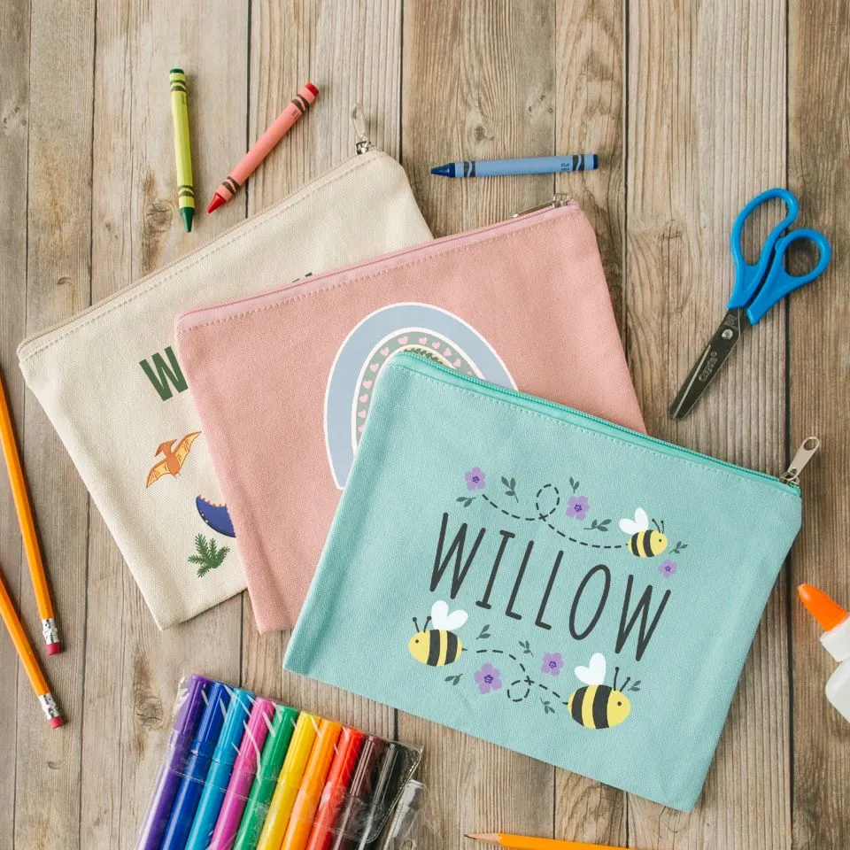 Personalized Kids Zippered Pencil Bags