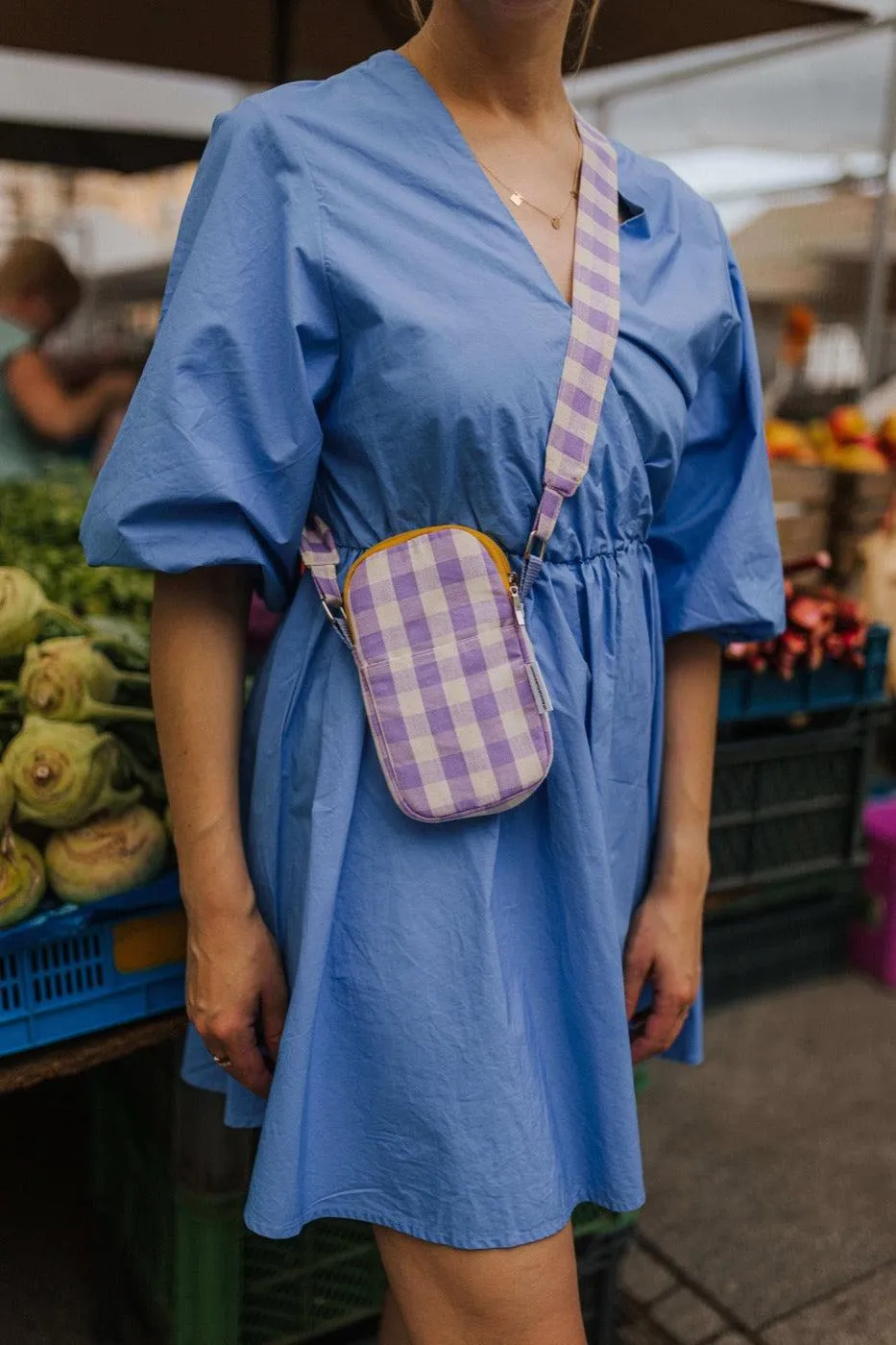 Phone Pouch | Gingham | Lilac