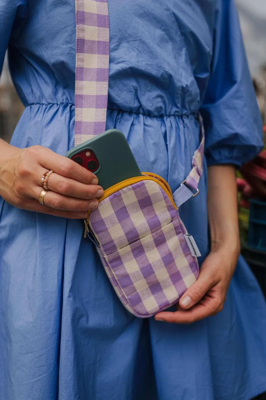 Phone Pouch | Gingham | Lilac