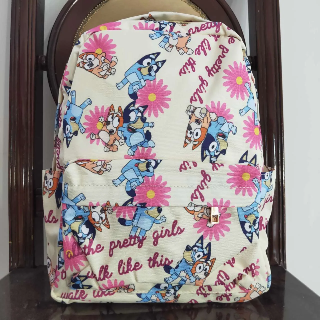 Pink floral dog print backpack bag BA0112