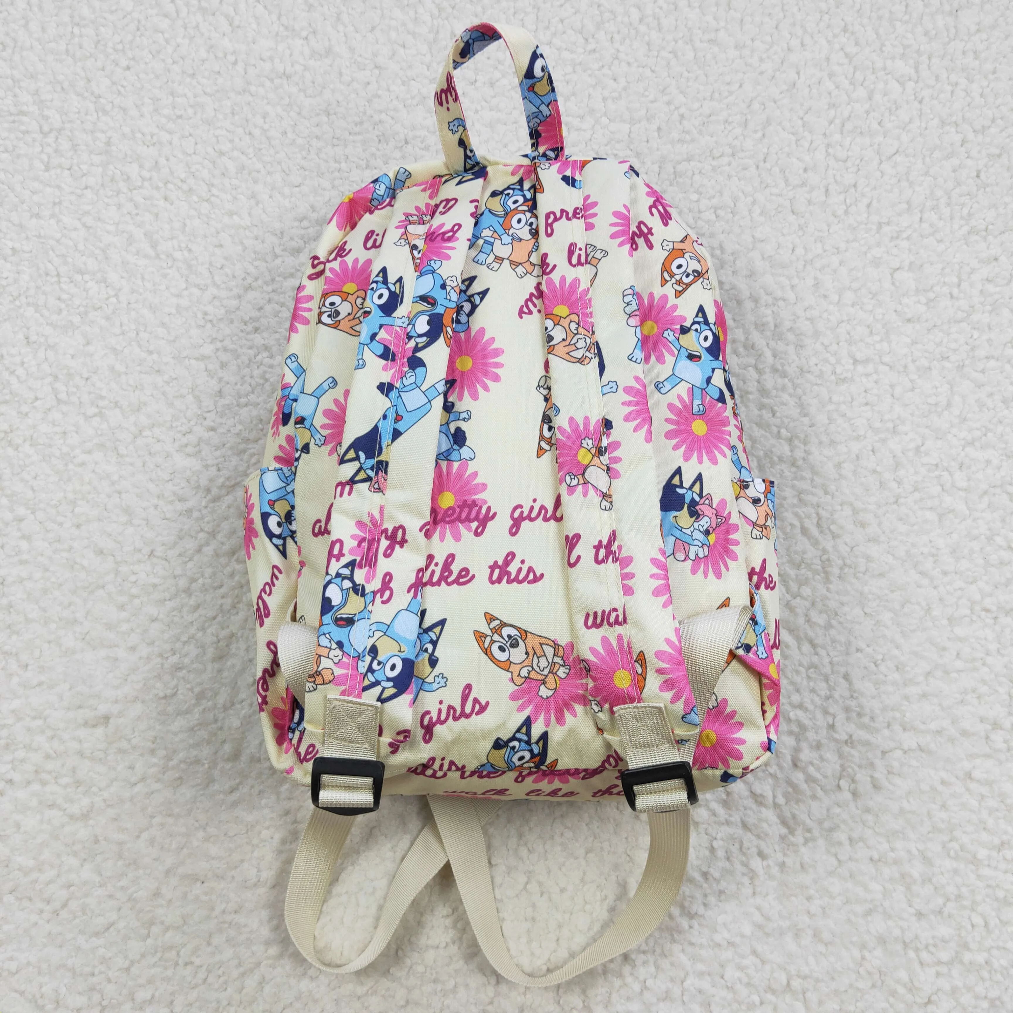 Pink floral dog print backpack bag BA0112