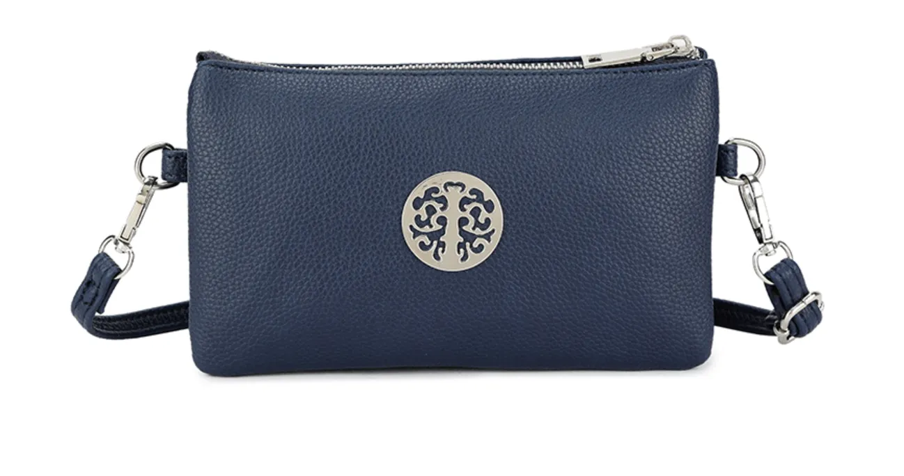 Plain Small Crossbody Bag With Tree Of Life Detail (11 Colours)