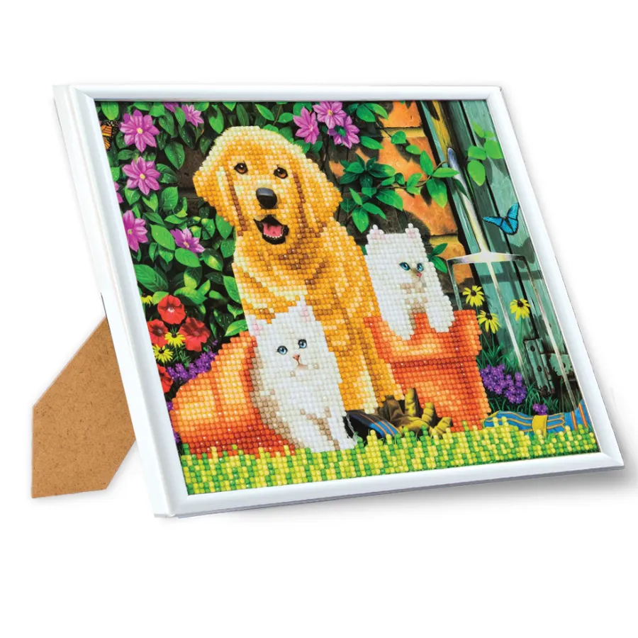 "Cat & Dog" Crystal Art Framed Kit 21x25cm