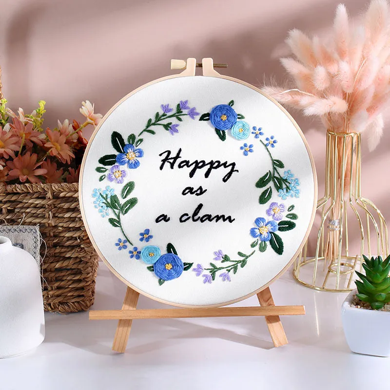 Quotes and Flowers Embroidery DIY Kit 20cm