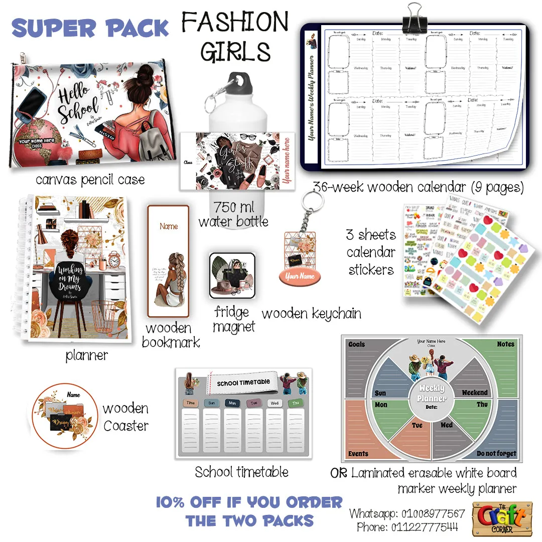 ""Fashion girls" School labels packs