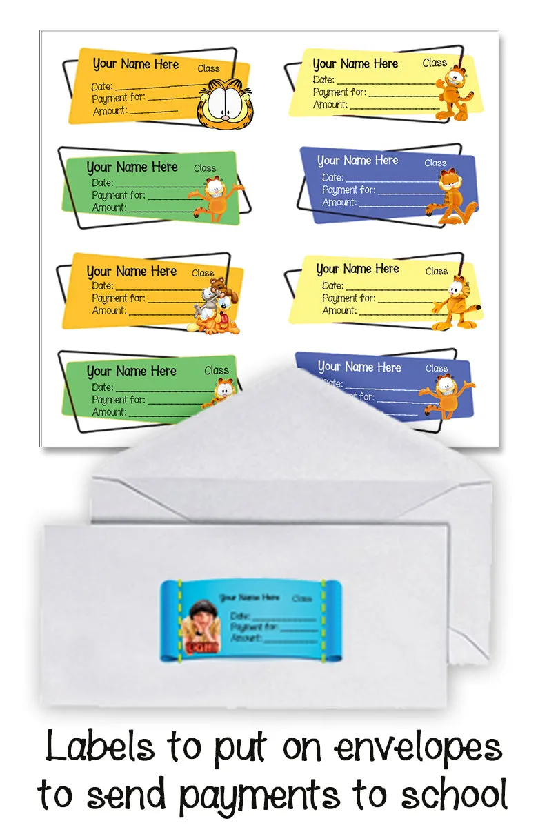 ""Garfield" school labels packs