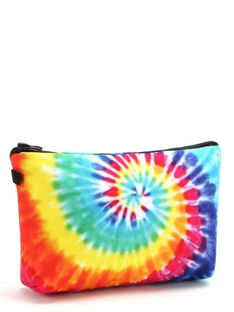 Rainbow Spiral Tie Dye Makeup Bag