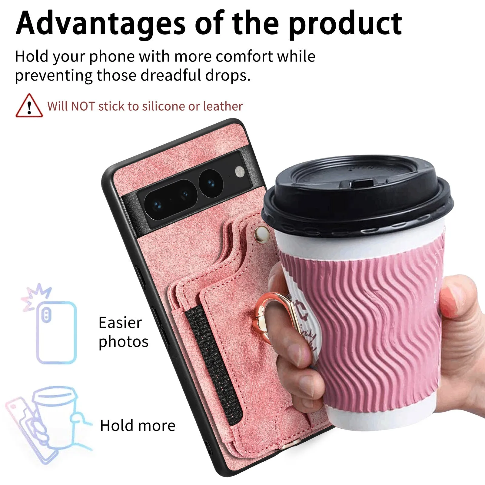 RFID Cards Solt Wallet Leather Case Magnetic Ring Holder Kickstand For Google Pixel987