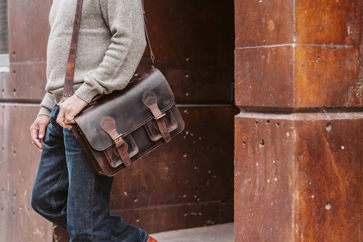 Roosevelt Leather Briefcase | Dark Oak