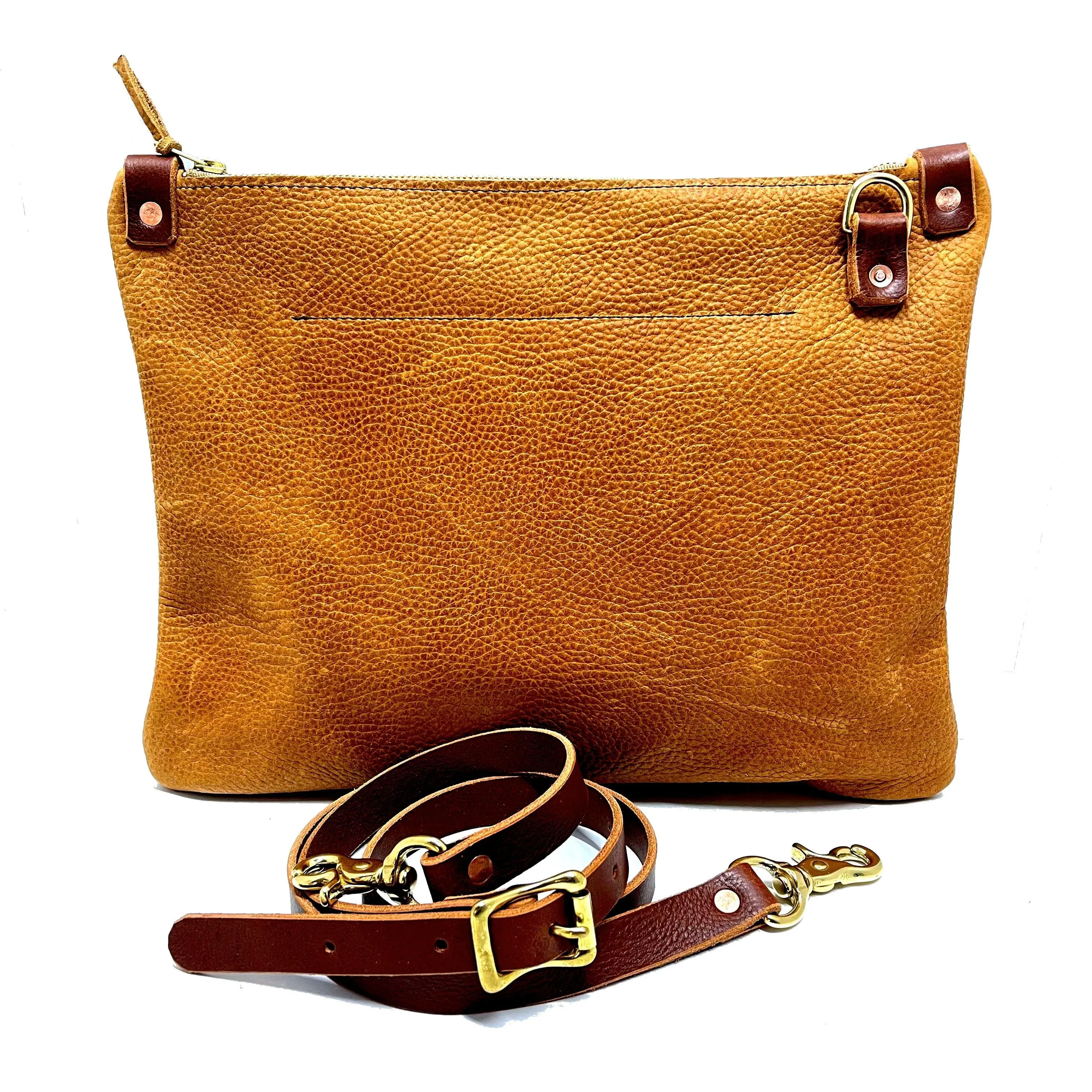 RTS- Leather Messenger Bag In Almond