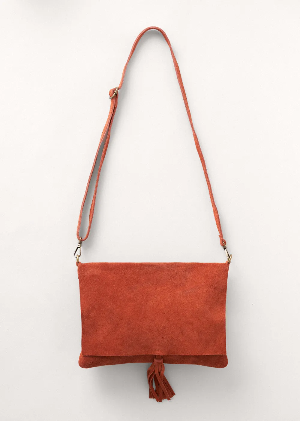 SAL SUEDE CLUTCH BAG - RUST