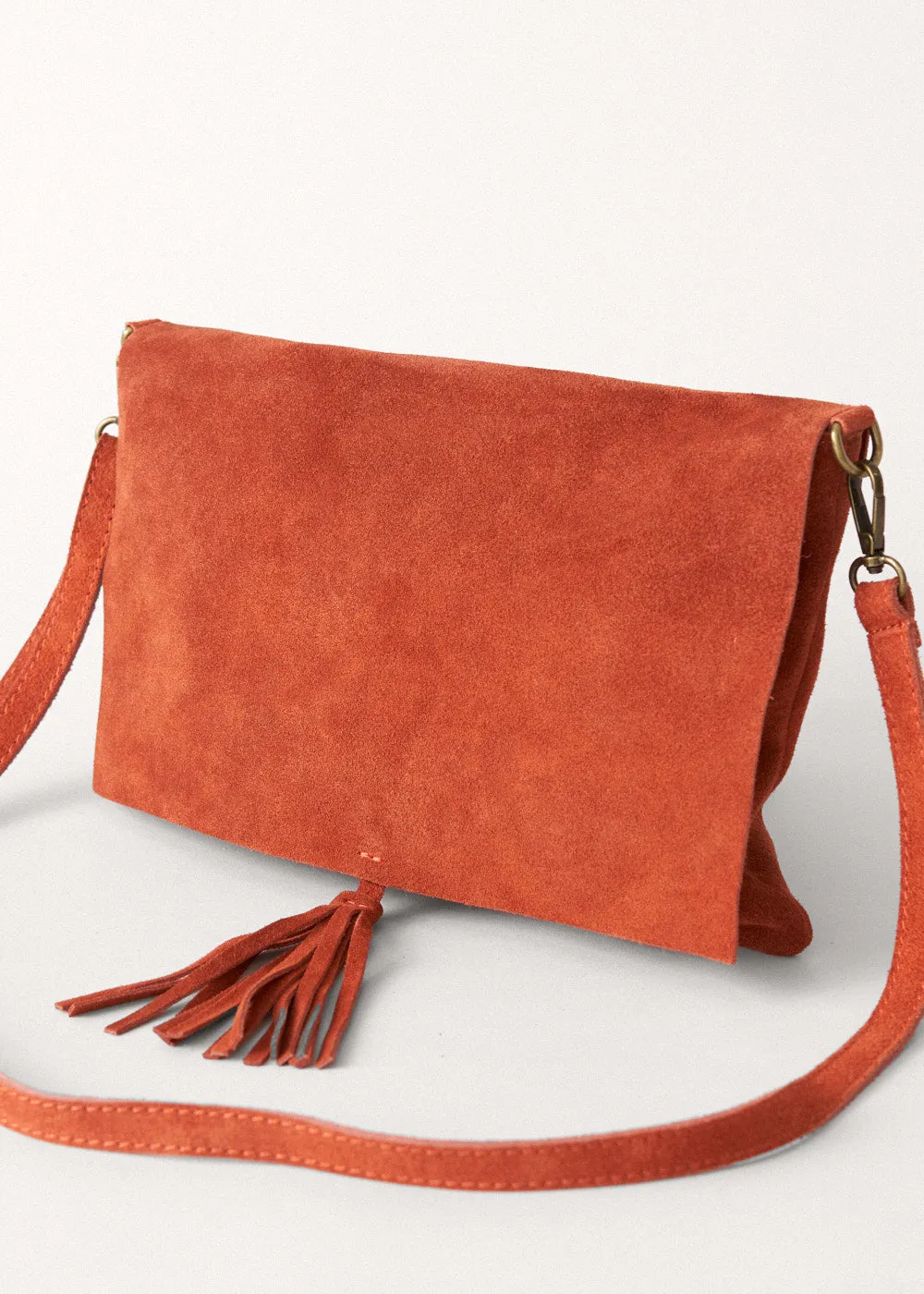 SAL SUEDE CLUTCH BAG - RUST