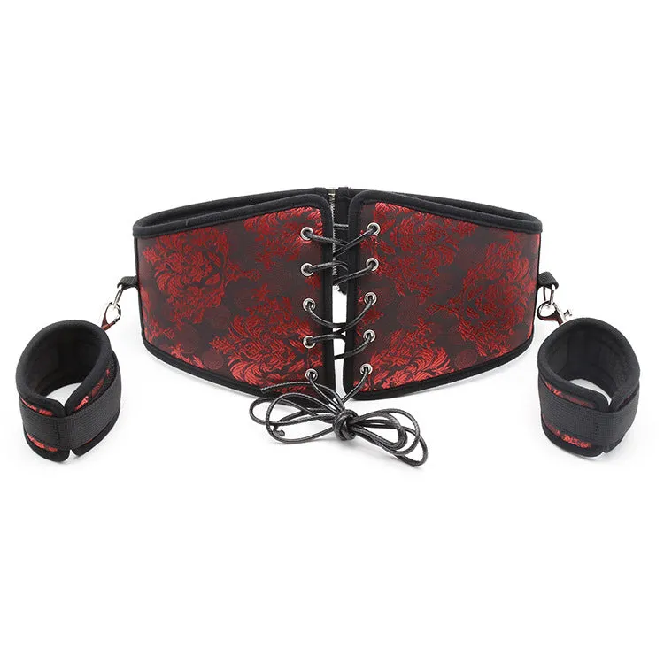 Scarlet Brocade Style Corset and Cuff Restraint Kit