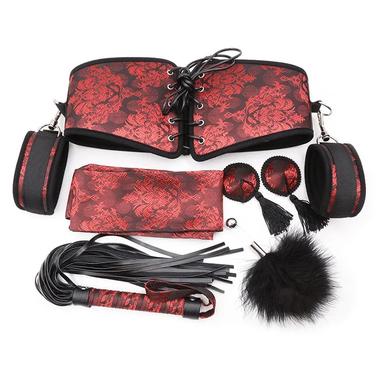 Scarlet Brocade Style Corset and Cuff Restraint Kit