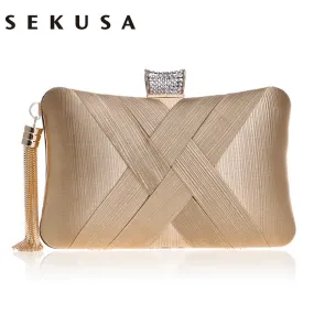 SEKUSA Tassel Fashion Ladies Day Clutch Bag Small Shoulder Handbags