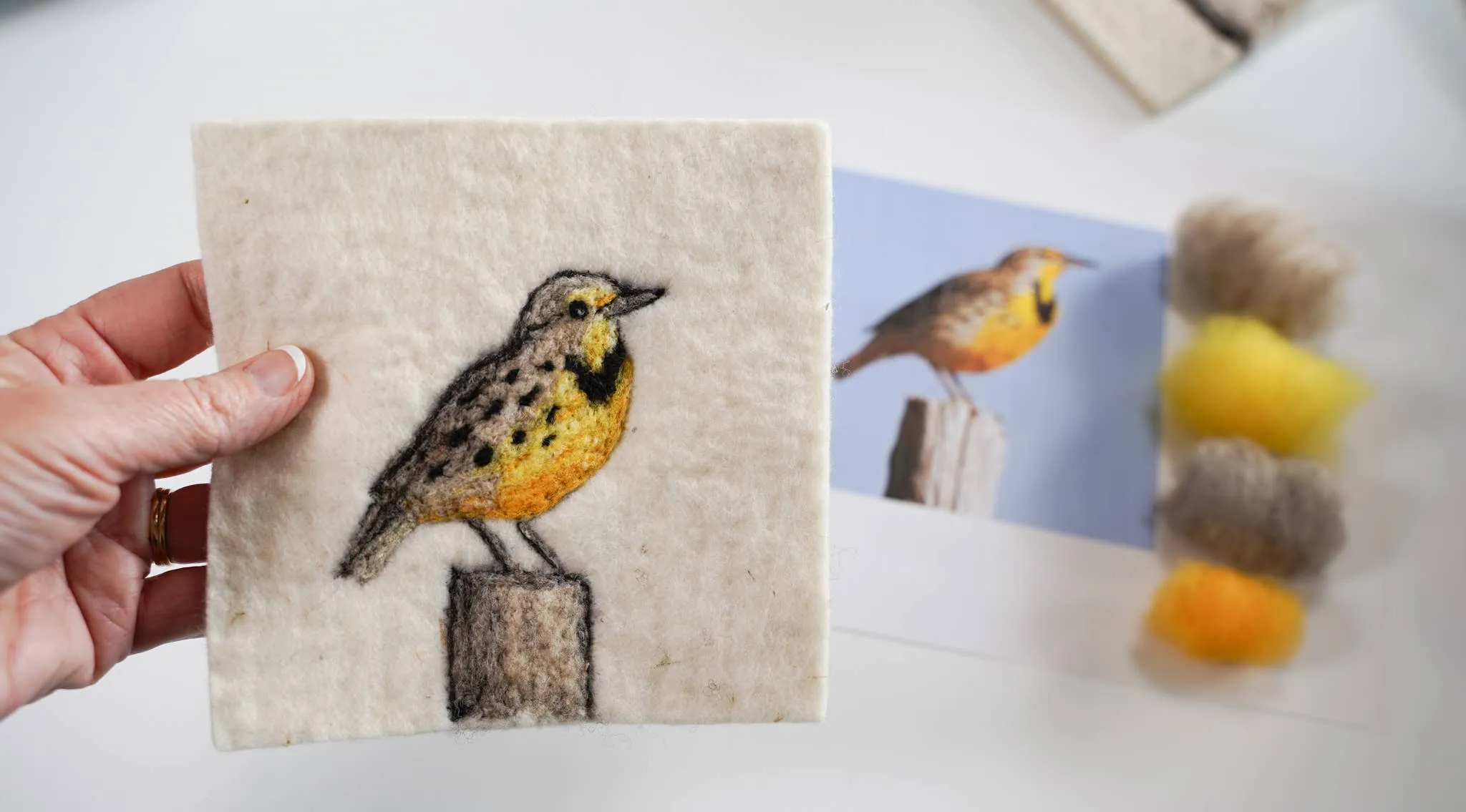 Shepherd Industries - Meadowlark Painting with Wool Needle Felting Kit