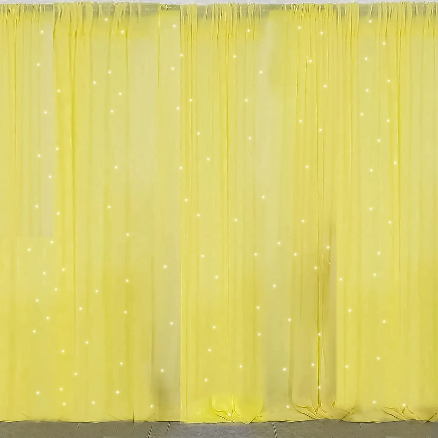 Special You Ganpati Decoration Items for home with Yellow Net curtain backdrop for pooja decoration, Marigold, Green Vines & Light, ganpati decoration mandap-13 Items