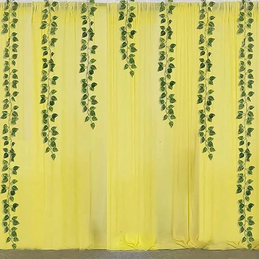 Special You Ganpati Decoration Items for home with Yellow Net curtain backdrop for pooja decoration, Marigold, Green Vines & Light, ganpati decoration mandap-13 Items