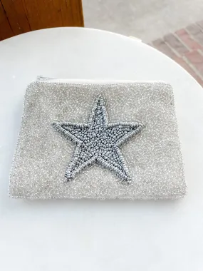 Star Beaded Coin Purse - Silver