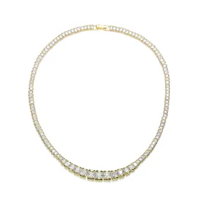 Sterling Silver with Gold Plated and Clear Cubic Zirconia Tennis Necklace