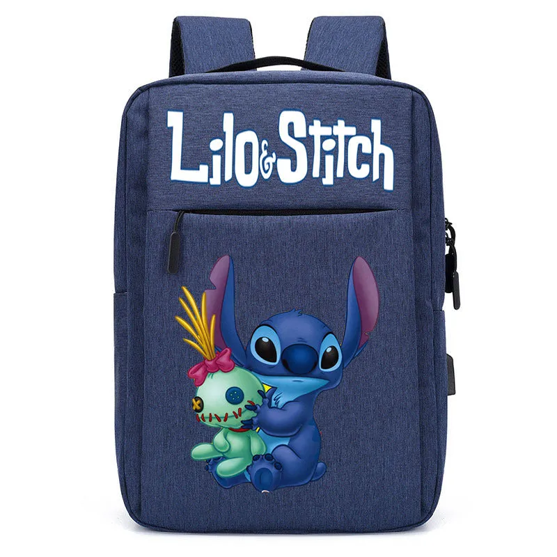 Stitch School Bag USB Charging Backpack Large Capacity Student School Bag Anime Computer Bag Casual Backpack