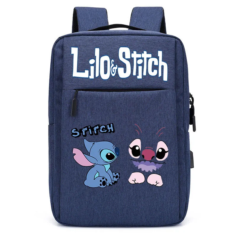 Stitch School Bag USB Charging Backpack Large Capacity Student School Bag Anime Computer Bag Casual Backpack