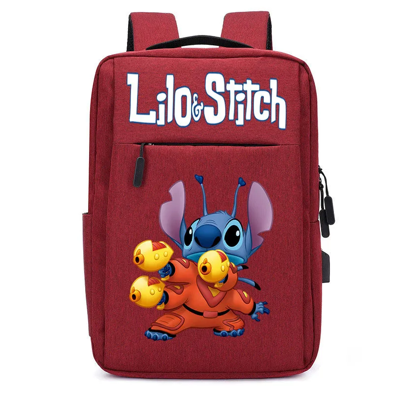 Stitch School Bag USB Charging Backpack Large Capacity Student School Bag Anime Computer Bag Casual Backpack