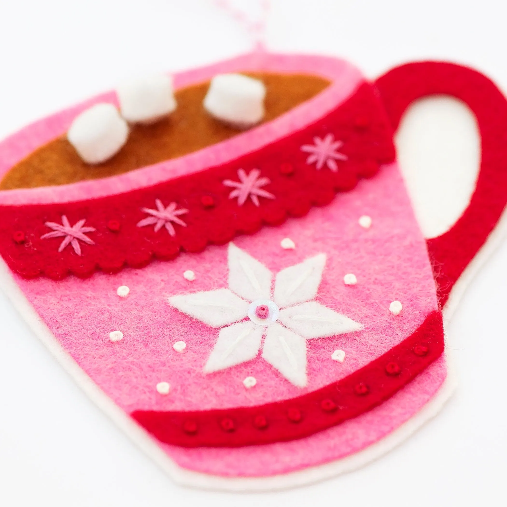 Stocking And Hot Chocolate Wool Felt Ornament PDF Pattern