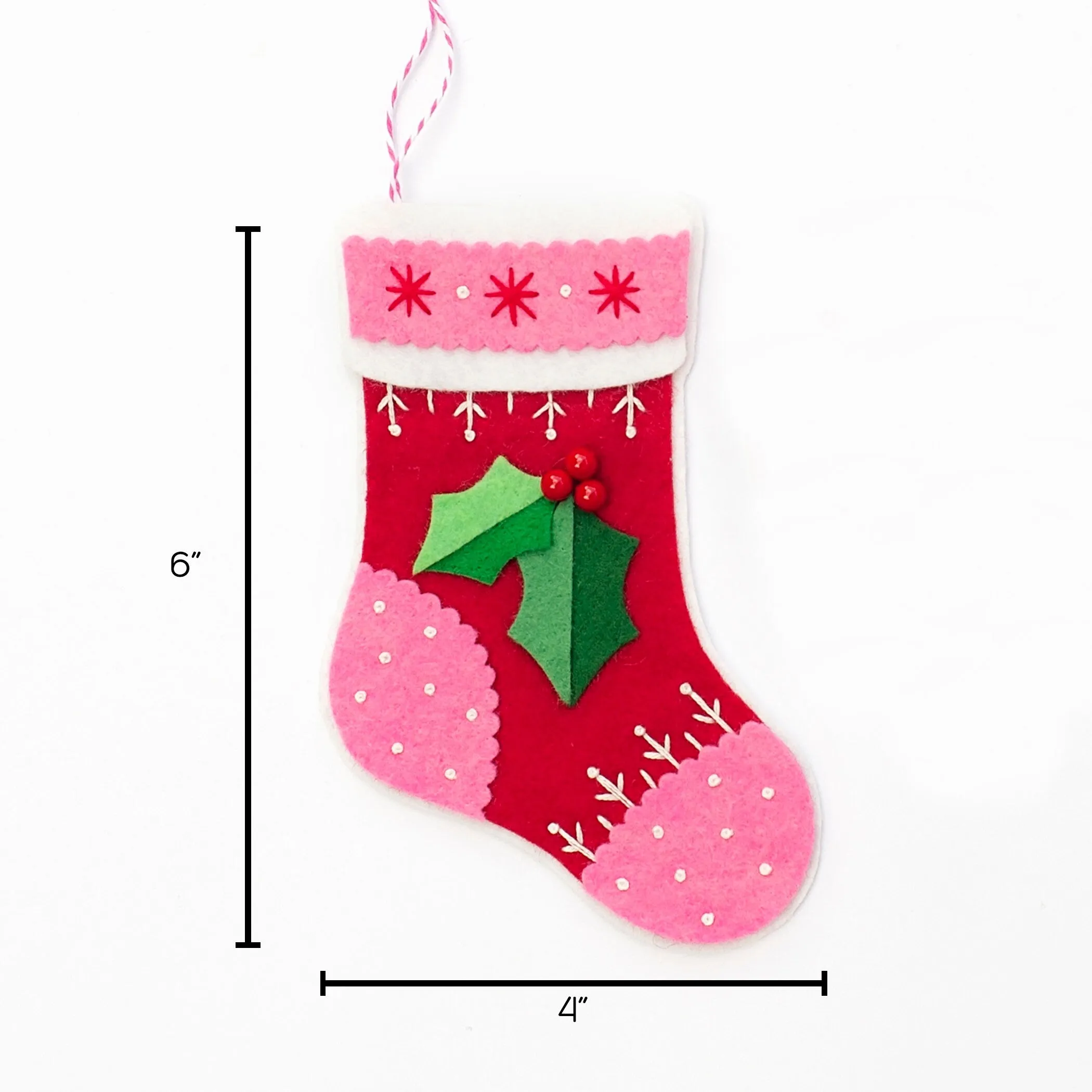 Stocking And Hot Chocolate Wool Felt Ornament PDF Pattern