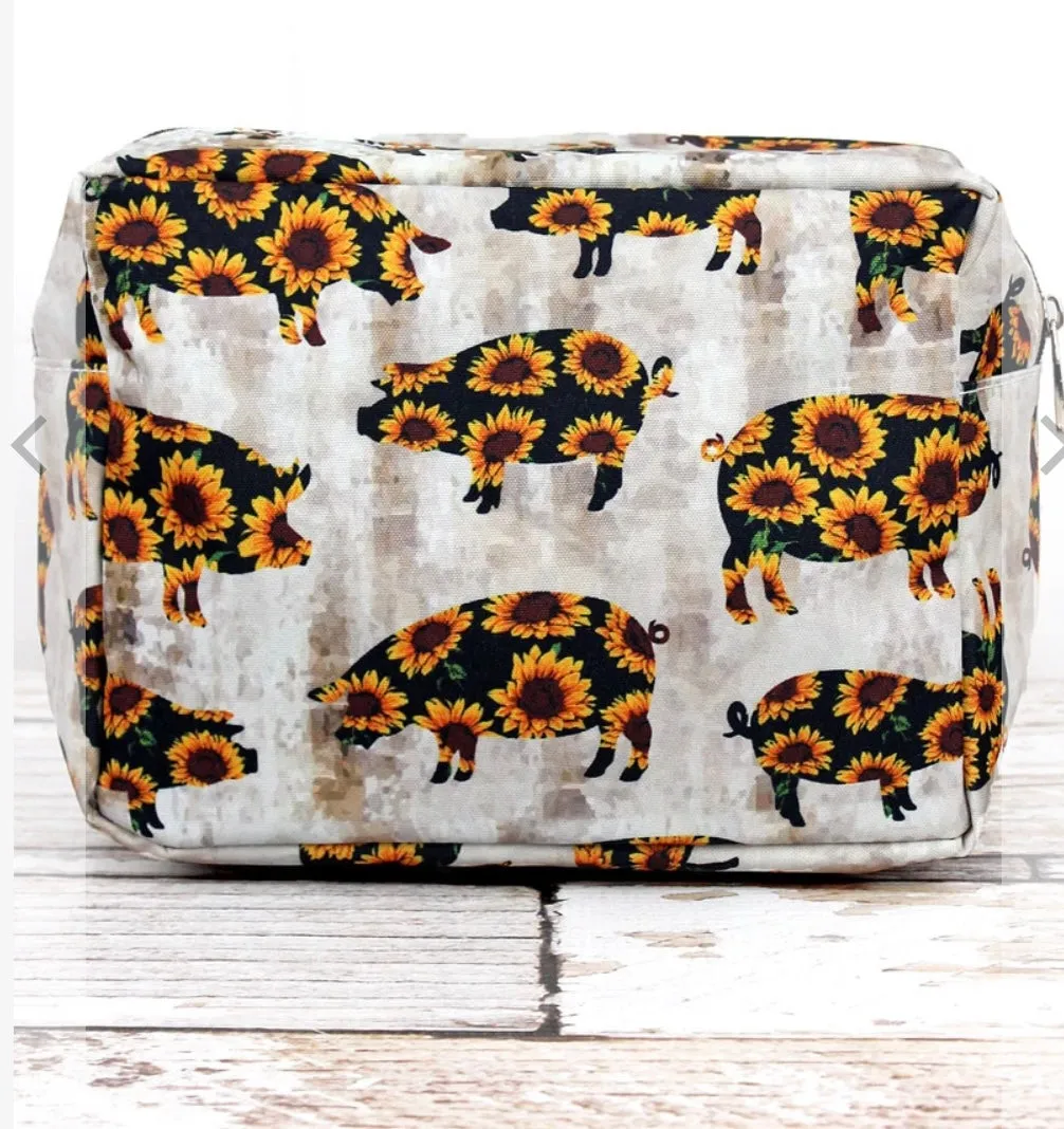 Sunflower and Pigs Cosmetic Case