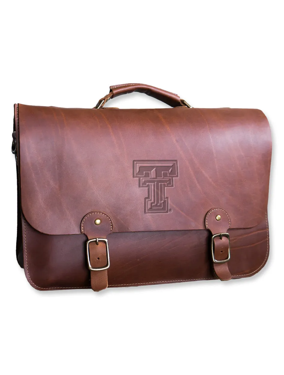 Texas Tech Holtz Double T Full Grain Leather "Truly One of a Kind" Converts from Messenger Bag/ Mens Briefcase/Backpack