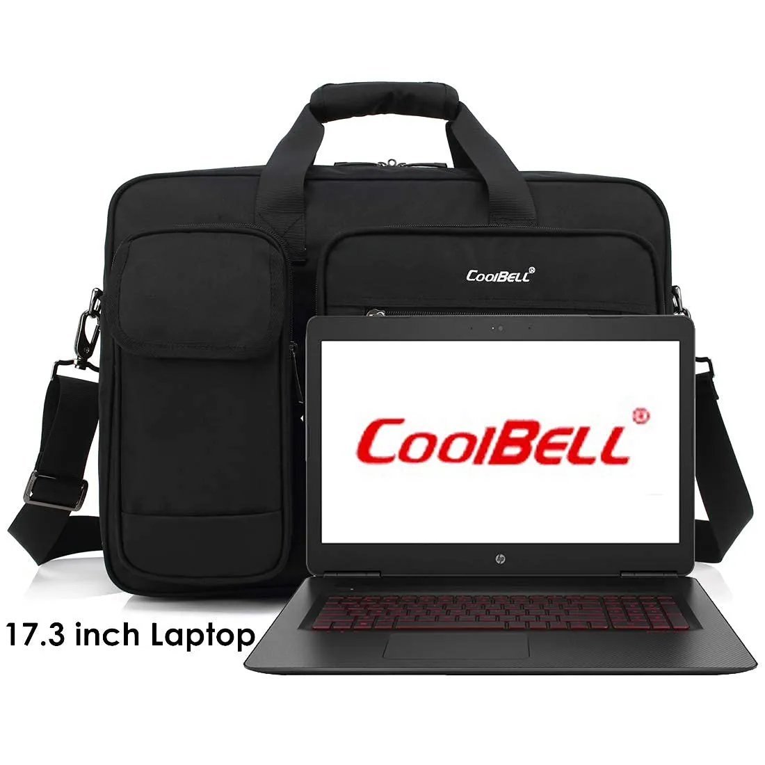 THE CLOWNFISH CoolBELL 15.6 Inch Nylon Laptop Messenger Bag (Black)