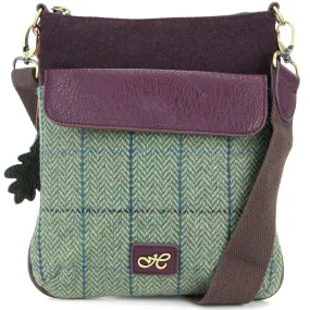 Tweed Cross Body Messenger Shoulder Bag Handbag - Green & Blue