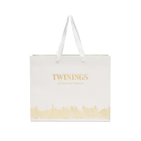 Twinings Medium White & Gold Gift Bag - Empty