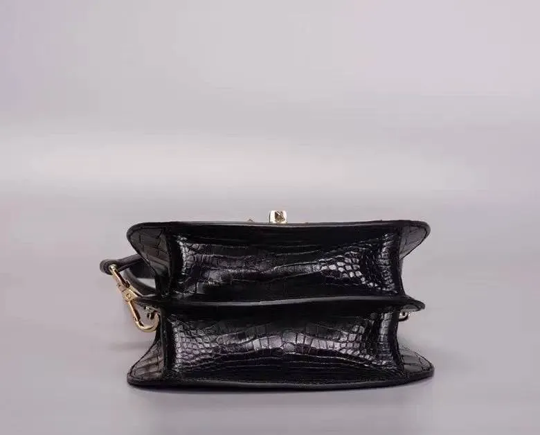 Unisex Genuine Crocodile Leather Cross body Messenger Bag