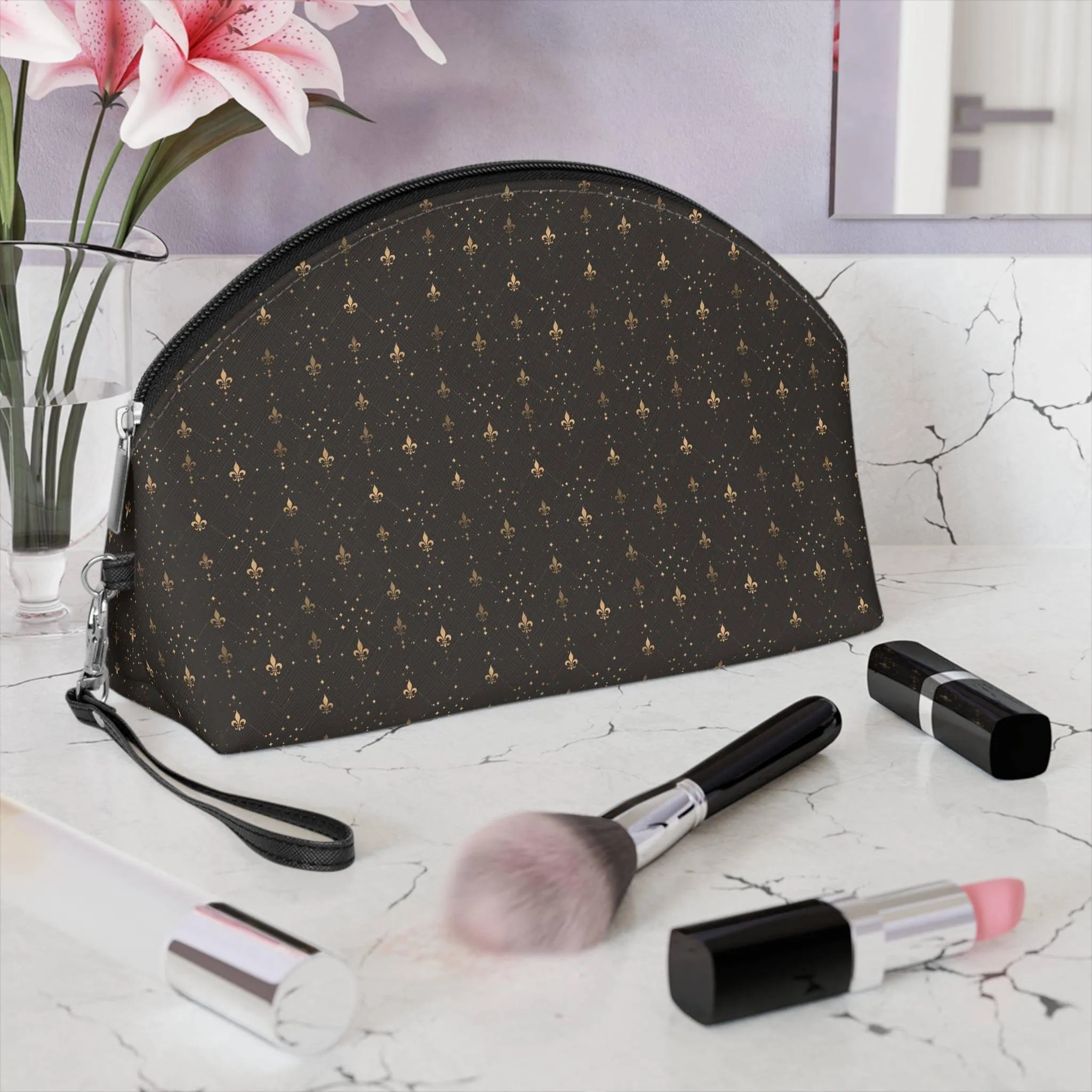 Vintage Fleur-de-Lis Makeup Bag