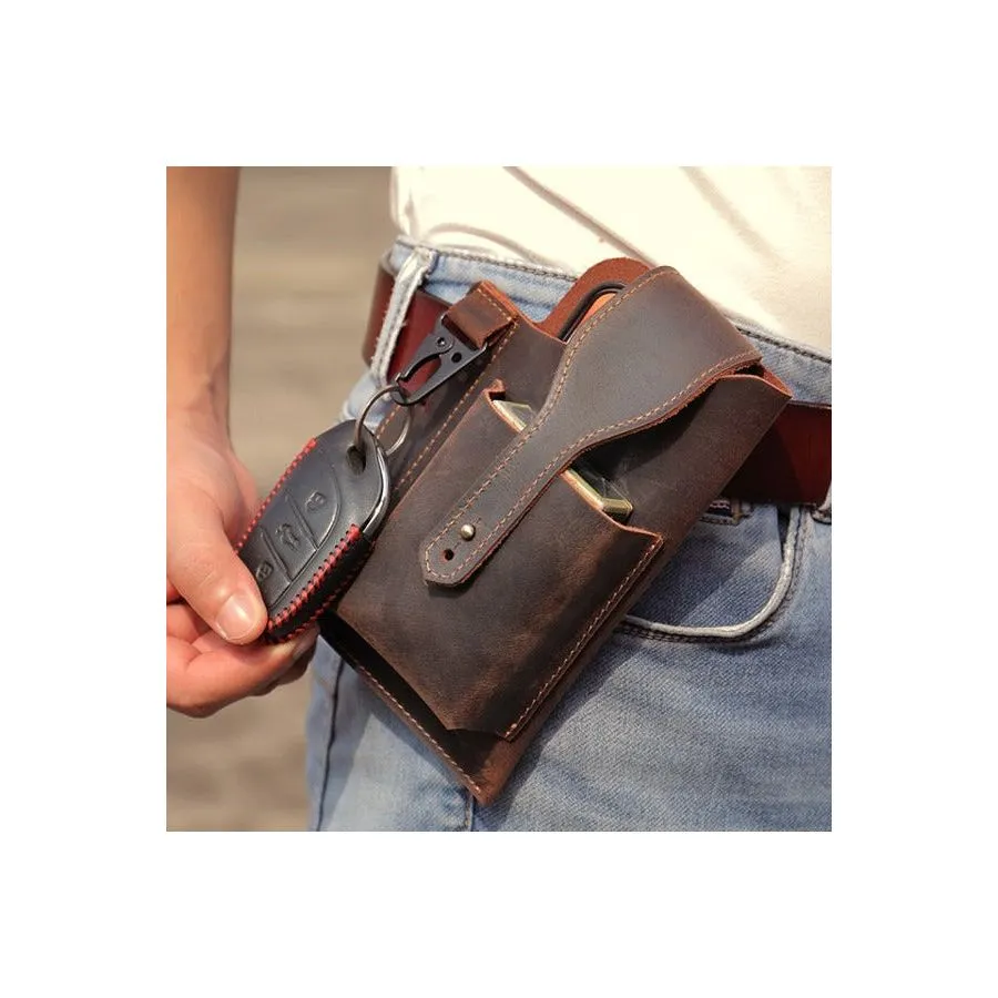 VintageLux Leather Phone Pouch Messenger Bag