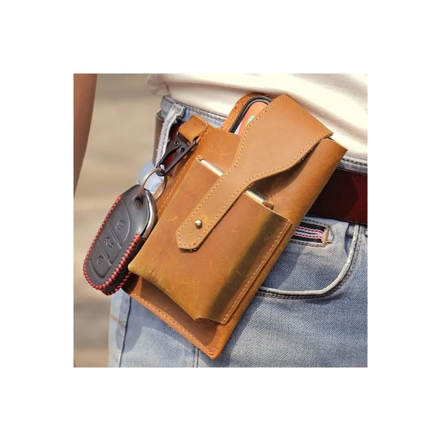 VintageLux Leather Phone Pouch Messenger Bag