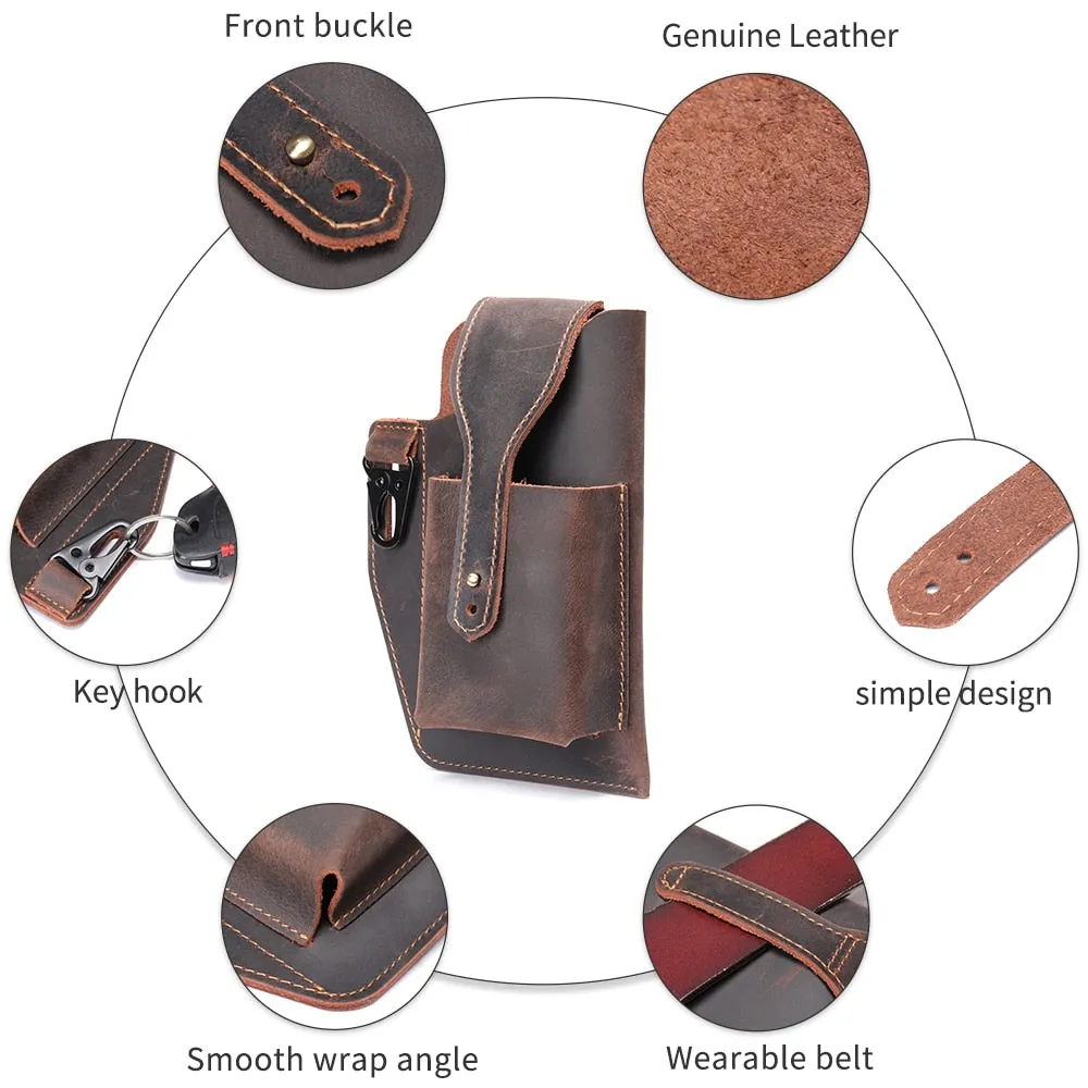 VintageLux Leather Phone Pouch Messenger Bag