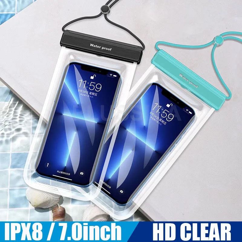 Waterproof Phone Case Under 7.0 inches For iPhone 13 14 Pro Max , Huawei, Xiaomi, Redmi, Note Samsung