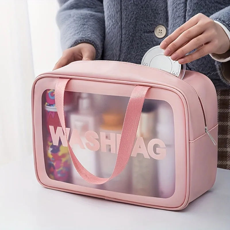 Waterproof PU Leather Travel Bag for Clear Makeup Storage