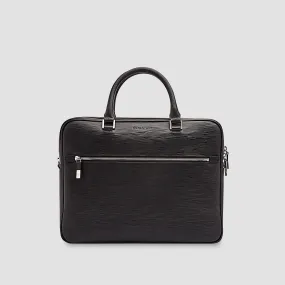 Wood Grained Semi Embossed Leather Briefcase