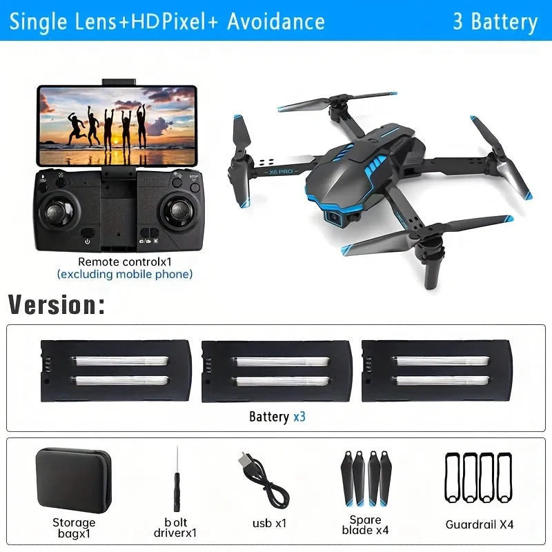 XKRC X6 Foldable Drone with Camera, Obstacle Avoidance, Gravity Mode, and More - Includes Carrying Bag