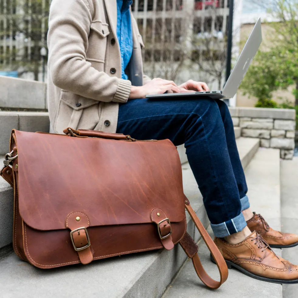 Your Logo   Our Leather - The No. 1860 EXPRESS - Fine Leather Messenger Bag & Briefcase - Custom Logo and Corporate Gifting