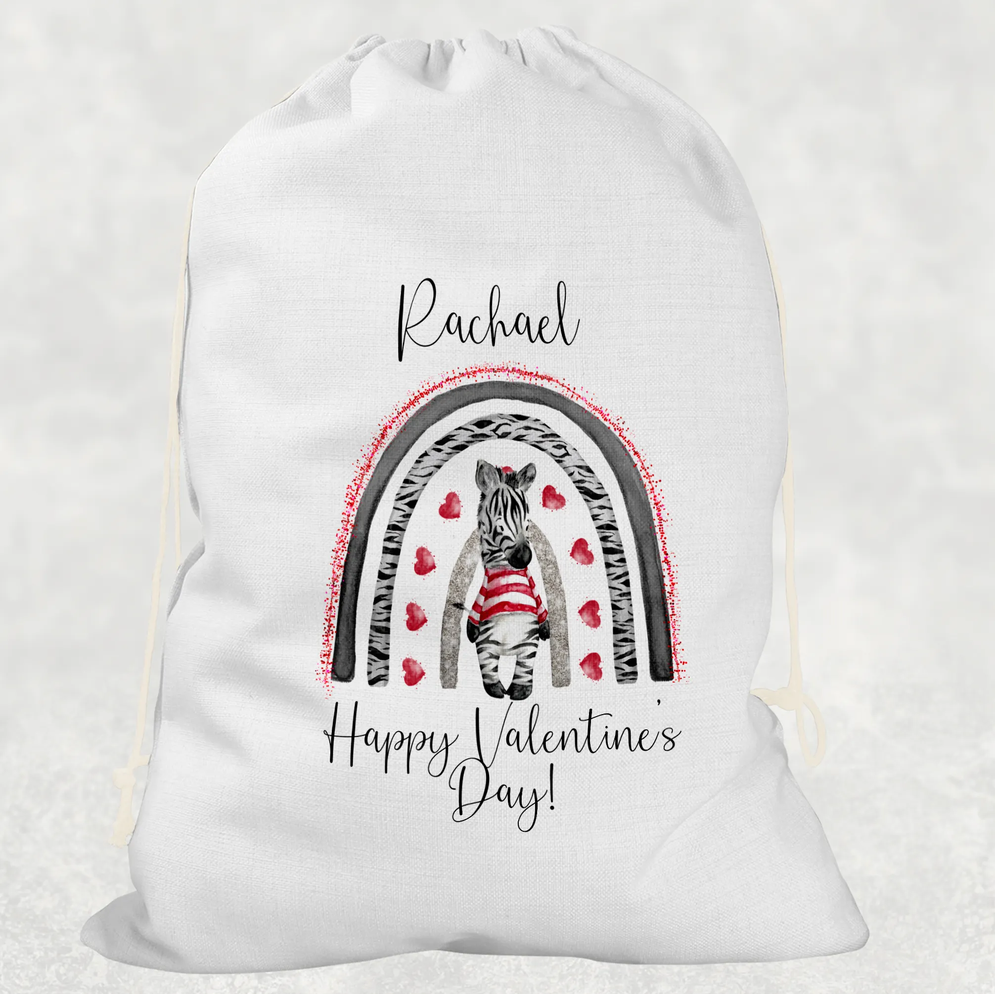 Zebra Rainbow Personalised Valentine's Day Gift Sack